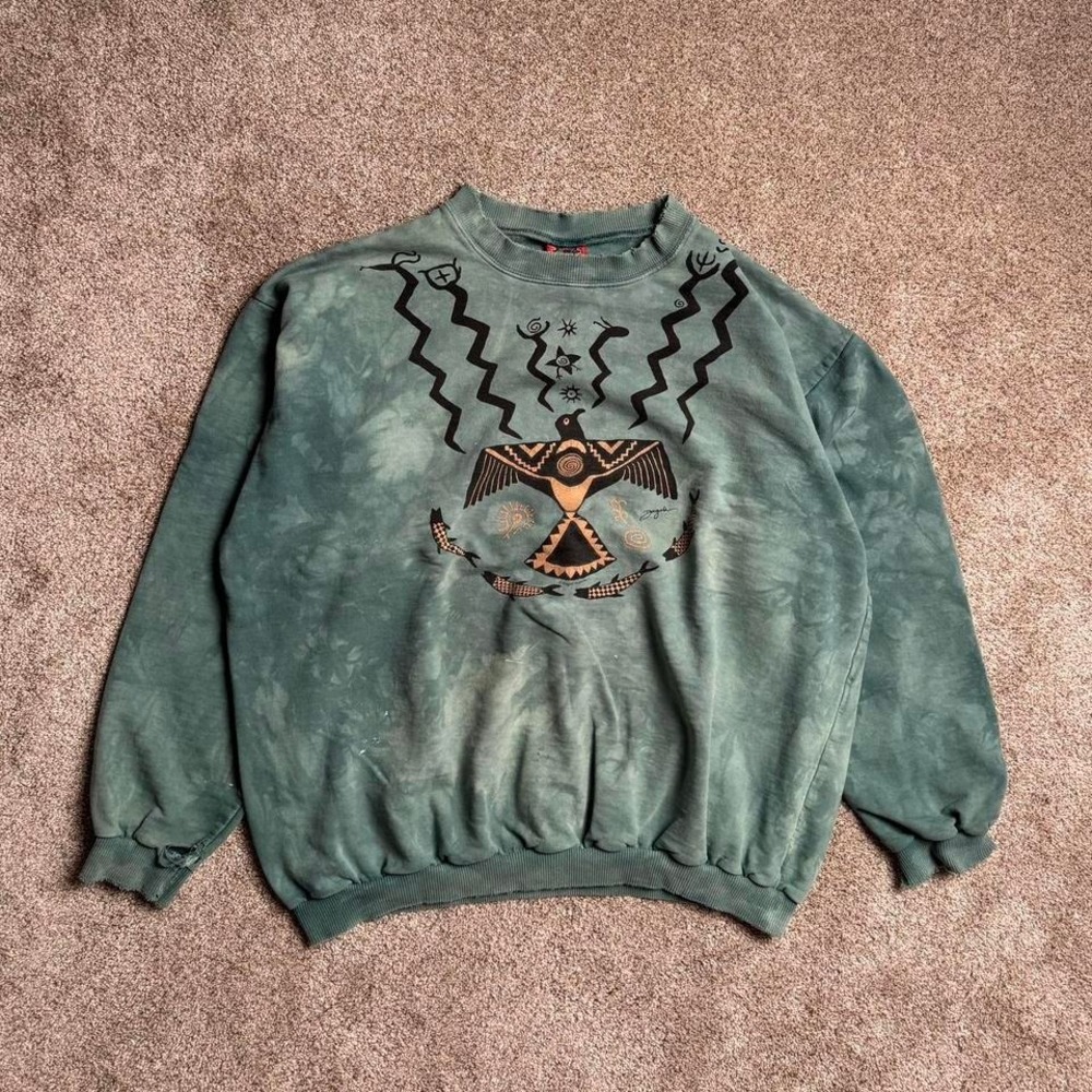 DAGOLI GREEN MARBLE DYE "AZTEC" SWEATSHIRT